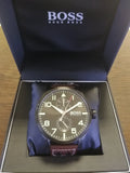 Buy Shop Hugo Boss Aeroliner Maxx Black Dial Brown Leather Strap Watch For Men - 1513079 USA Online