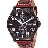 Buy Shop Hugo Boss Aeroliner Maxx Black Dial Brown Leather Strap Watch For Men - 1513079 USA Online