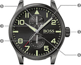 Buy Shop Hugo Boss Aeroliner Maxx Black Dial Brown Leather Strap Watch For Men - 1513079 USA Online