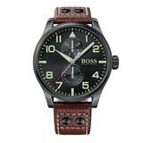 Buy Shop Hugo Boss Aeroliner Maxx Black Dial Brown Leather Strap Watch For Men - 1513079 USA Online