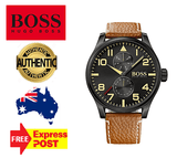 Buy Shop Hugo Boss Aeroliner Maxx Chronograph Black Dial Brown Leather Strap Watch For Men - 1513082 USA Online