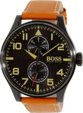 Buy Shop Hugo Boss Aeroliner Maxx Chronograph Black Dial Brown Leather Strap Watch For Men - 1513082 USA Online