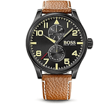 Buy Shop Hugo Boss Aeroliner Maxx Chronograph Black Dial Brown Leather Strap Watch For Men - 1513082 USA Online