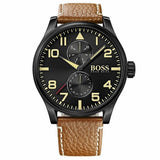 Buy Shop Hugo Boss Aeroliner Maxx Chronograph Black Dial Brown Leather Strap Watch For Men - 1513082 USA Online