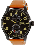 Buy Shop Hugo Boss Aeroliner Maxx Chronograph Black Dial Brown Leather Strap Watch For Men - HB1513082 USA Online