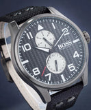Buy Shop Hugo Boss Aeroliner Maxx Quartz Black Dial Black Nylon Strap Watch For Men - HB1513086 USA Online