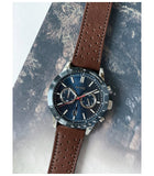 Buy Shop Hugo Boss Allure Blue Dial Brown Leather Strap Watch for Men - 1513921 USA Online