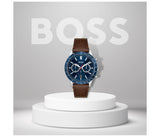 Buy Shop Hugo Boss Allure Blue Dial Brown Leather Strap Watch for Men - 1513921 USA Online
