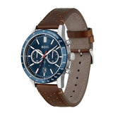 Buy Shop Hugo Boss Allure Blue Dial Brown Leather Strap Watch for Men - 1513921 USA Online