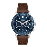 Buy Shop Hugo Boss Allure Blue Dial Brown Leather Strap Watch for Men - 1513921 USA Online