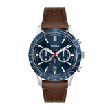 Buy Shop Hugo Boss Allure Blue Dial Brown Leather Strap Watch for Men - 1513921 USA Online
