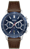 Buy Shop Hugo Boss Allure Blue Dial Brown Leather Strap Watch for Men - 1513921 USA Online