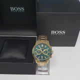 Buy Shop Hugo Boss Allure Chronograph Green Dial Gold Steel Strap Watch for Men - 1513923 USA Online