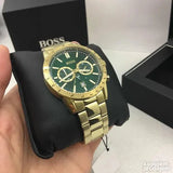 Buy Shop Hugo Boss Allure Chronograph Green Dial Gold Steel Strap Watch for Men - 1513923 USA Online