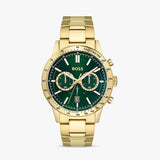 Buy Shop Hugo Boss Allure Chronograph Green Dial Gold Steel Strap Watch for Men - 1513923 USA Online