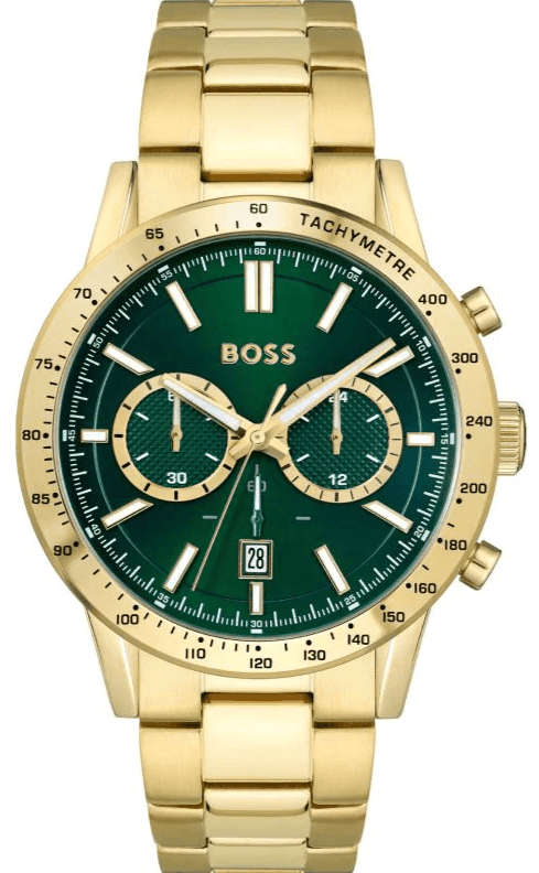 Buy Shop Hugo Boss Allure Chronograph Green Dial Gold Steel Strap Watch for Men - 1513923 USA Online
