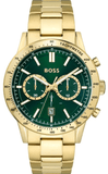 Buy Shop Hugo Boss Allure Chronograph Green Dial Gold Steel Strap Watch for Men - 1513923 USA Online