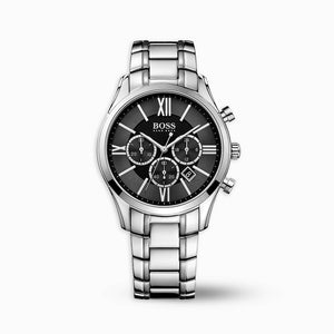 Buy Shop Hugo Boss Ambassador Chronograph Black Dial Silver Steel Strap Watch For Men - HB1513196 USA Online