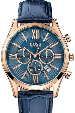 Buy Shop Hugo Boss Ambassador Chronograph Blue Dial Blue Leather Strap Watch For Men - HB1513320 USA Online