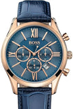 Buy Shop Hugo Boss Ambassador Chronograph Blue Dial Blue Leather Strap Watch For Men - HB1513320 USA Online