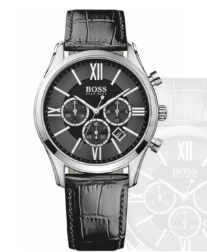 Buy Shop Hugo Boss Ambassador Chronograph Quartz Black Dial Black Leather Strap Watch For Men - HB1513194 USA Online
