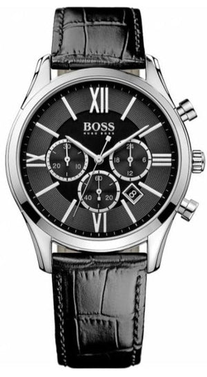 Buy Shop Hugo Boss Ambassador Chronograph Quartz Black Dial Black Leather Strap Watch For Men - HB1513194 USA Online