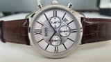 Buy Shop Hugo Boss Ambassador Chronograph Silver Dial Brown Leather Strap Watch For Men - HB1513195 USA Online