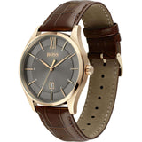 Buy Shop Hugo Boss Ambassador Grey Dial Brown Leather Strap Watch for Men - 1513387 USA Online