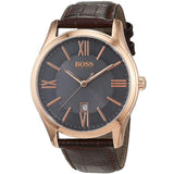 Buy Shop Hugo Boss Ambassador Grey Dial Brown Leather Strap Watch for Men - 1513387 USA Online