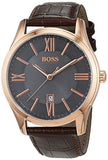 Buy Shop Hugo Boss Ambassador Grey Dial Brown Leather Strap Watch for Men - 1513387 USA Online