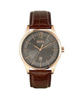 Buy Shop Hugo Boss Ambassador Grey Dial Brown Leather Strap Watch for Men - 1513387 USA Online