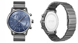 Buy Shop Hugo Boss Architectural Blue Dial Grey Steel Strap Watch for Men - 1513574 USA Online