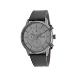 Buy Shop Hugo Boss Architectural Grey Dial Grey Leather Strap Watch for Men - 1513570 USA Online