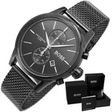 Buy Shop Hugo Boss Associate Black Dial Black Mesh Bracelet Watch for Men - 1513769 USA Online