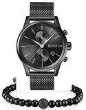 Buy Shop Hugo Boss Associate Black Dial Black Mesh Bracelet Watch for Men - 1513769 USA Online