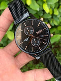 Buy Shop Hugo Boss Associate Black Dial Black Mesh Bracelet Watch for Men - 1513811 USA Online