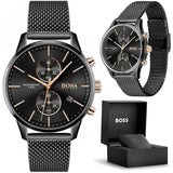 Buy Shop Hugo Boss Associate Black Dial Black Mesh Bracelet Watch for Men - 1513811 USA Online