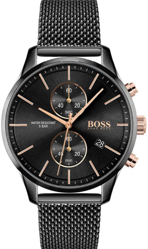 Buy Shop Hugo Boss Associate Black Dial Black Mesh Bracelet Watch for Men - 1513811 USA Online