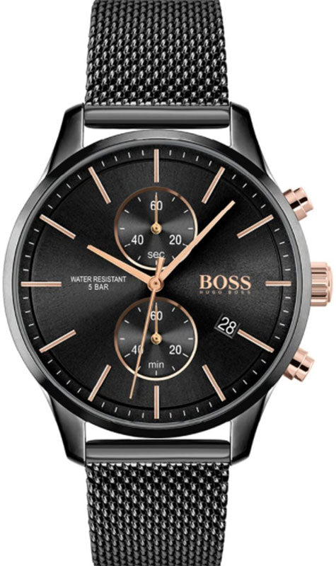 Buy Shop Hugo Boss Associate Black Dial Black Mesh Bracelet Watch for Men - 1513811 USA Online