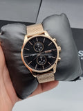 Buy Shop Hugo Boss Associate Black Dial Rose Gold Mesh Bracelet Watch for Men - 1513806 USA Online