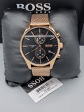 Buy Shop Hugo Boss Associate Black Dial Rose Gold Mesh Bracelet Watch for Men - 1513806 USA Online