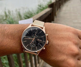 Buy Shop Hugo Boss Associate Black Dial Rose Gold Mesh Bracelet Watch for Men - 1513806 USA Online