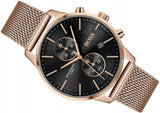 Buy Shop Hugo Boss Associate Black Dial Rose Gold Mesh Bracelet Watch for Men - 1513806 USA Online