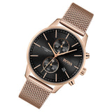 Buy Shop Hugo Boss Associate Black Dial Rose Gold Mesh Bracelet Watch for Men - 1513806 USA Online