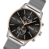 Buy Shop Hugo Boss Associate Black Dial Silver Mesh Bracelet Watch for Men - 1513805 USA Online