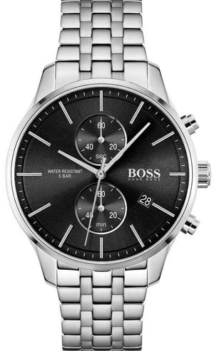 Buy Shop Hugo Boss Associate Black Dial Silver Steel Strap Watch for Men - 1513869 USA Online