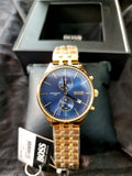 Buy Shop Hugo Boss Associate Blue Dial Gold Steel Strap Watch for Men - 1513841 USA Online