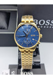 Buy Shop Hugo Boss Associate Blue Dial Gold Steel Strap Watch for Men - 1513841 USA Online