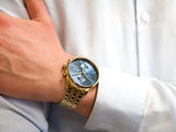 Buy Shop Hugo Boss Associate Blue Dial Gold Steel Strap Watch for Men - 1513841 USA Online
