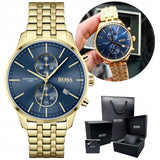 Buy Shop Hugo Boss Associate Blue Dial Gold Steel Strap Watch for Men - 1513841 USA Online